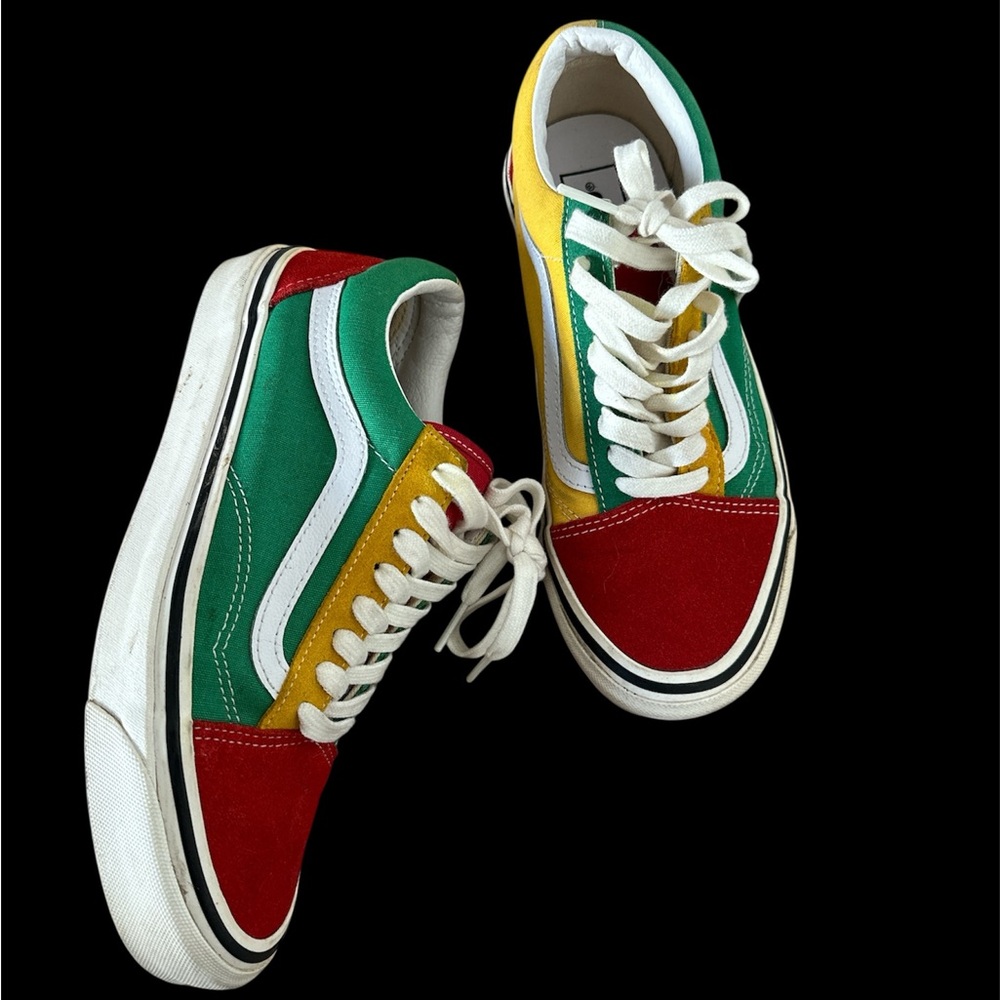 Colorful Sneakers with Red, Green, and Yellow Accents